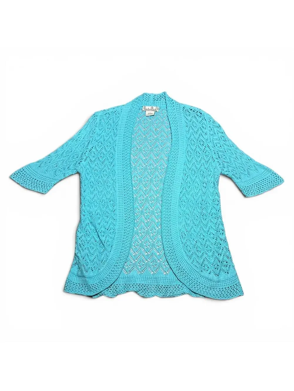 Vintage Y2K Light Blue Crochet Open Knit Cotton Shrug